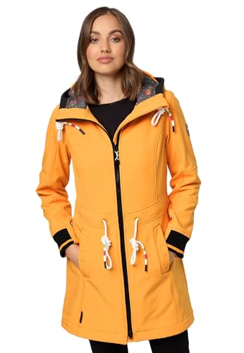 MARIKOO Damen Softshell Mantel mit Kapuze Softshelljacke B964 [B964-Mount-Fur-Apricot-Gr.L] von MARIKOO