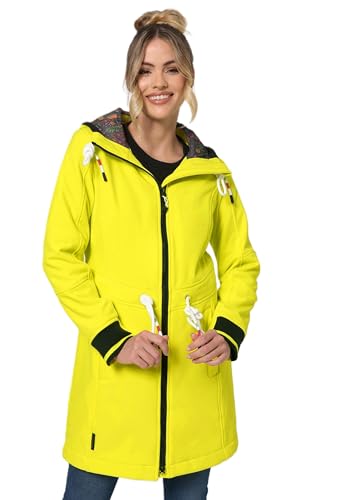 MARIKOO Damen Softshell Mantel mit Kapuze Softshelljacke B964 [B964-Mount-Fur-Li-Green-Gr.XL] von MARIKOO