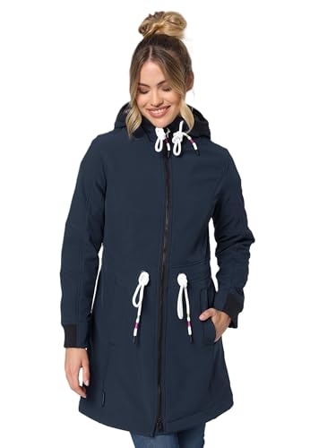 MARIKOO Damen Softshell Mantel mit Kapuze Softshelljacke B964 [B964-Mount-Fur-Navy-Gr.XL] von MARIKOO