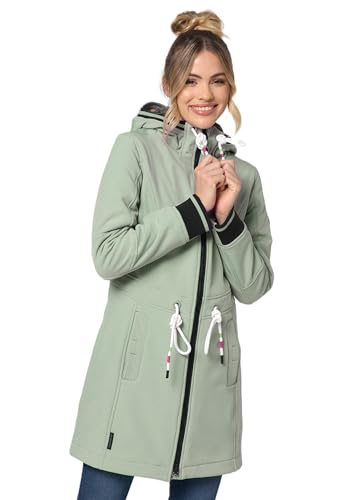 MARIKOO Damen Softshell Mantel mit Kapuze Softshelljacke B964 [B964-Mount-Fur-Smo-Mint-Gr.L] von MARIKOO
