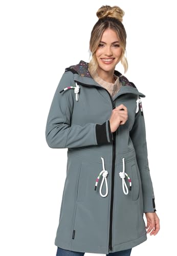 MARIKOO Damen Softshell Mantel mit Kapuze Softshelljacke B964 [B964-Mount-Fur-Sto-Blue-Gr.S] von MARIKOO