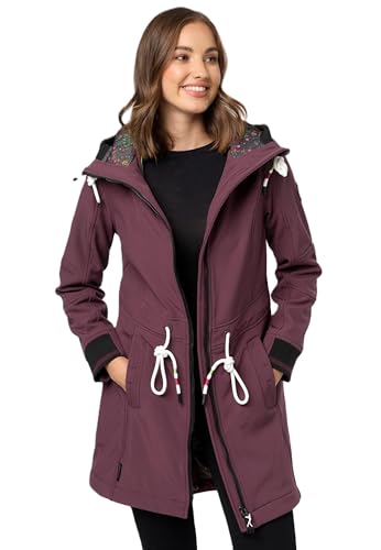 MARIKOO Damen Softshell Mantel mit Kapuze Softshelljacke B964 [B964-Mount-Fur-Wine-Gr.M] von MARIKOO