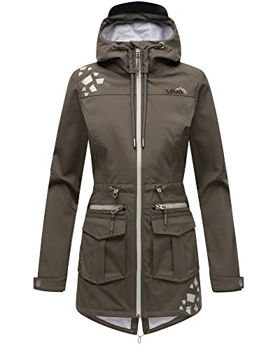 MARIKOO Damen Softshell Outdoor Jacke Übergangs Funktions Regen Mantel Ulissaa Anthrazit 42 - XL von MARIKOO