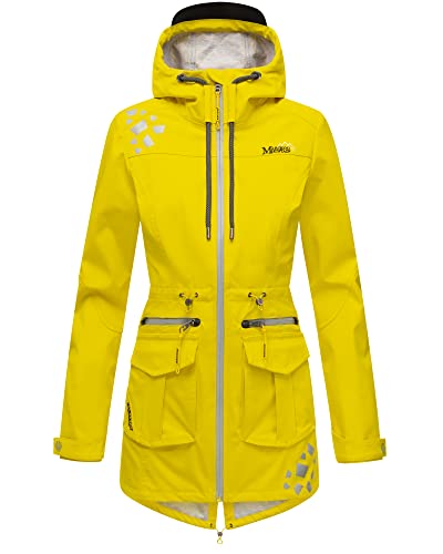 MARIKOO Damen Softshell Outdoor Jacke Übergangs Funktions Regen Mantel Ulissaa Gelb 44 - XXL von MARIKOO