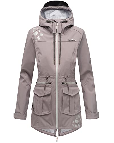 MARIKOO Damen Softshell Outdoor Jacke Übergangs Funktions Regen Mantel Ulissaa Grau 44 - XXL von MARIKOO