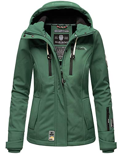 MARIKOO Damen Softshell Outdoor Übergangs Funktions Kurz Regen Jacke Kleinezicke Dutsy Green 34 - XS von MARIKOO