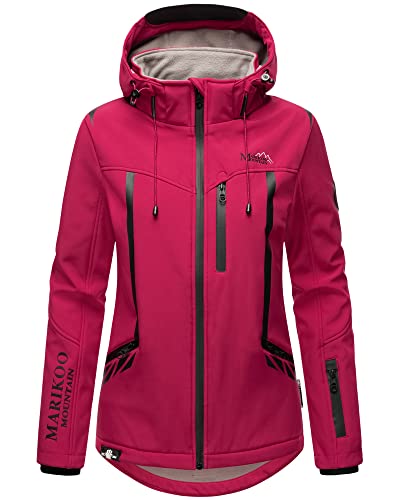 MARIKOO Damen Softshell Outdoor Übergangs Funktions Kurz Regen Jacke Mount-Cho-Oyu Fuchsia 38 - M von MARIKOO