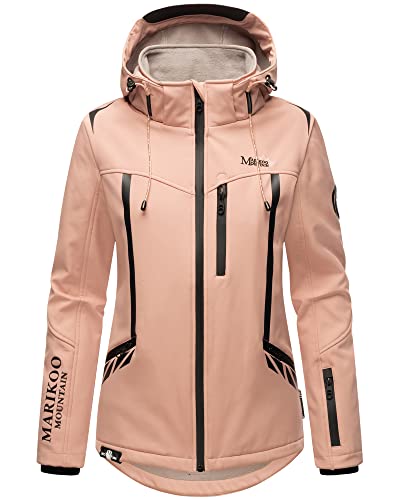 MARIKOO Damen Softshell Outdoor Übergangs Funktions Kurz Regen Jacke Mount-Cho-Oyu Rose 40 - L von MARIKOO