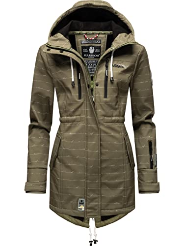 MARIKOO Damen Übergangsjacke Softshellmantel wasserdicht mit Kapuze Zimtzicke Olive Lines Gr. XS MARIKOO Damen Übergangsjacke Softshellmantel wasserdicht mit Kapuze Zimtzicke Olive Lines Gr. XS von MARIKOO