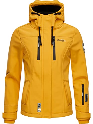 MARIKOO Damen Softshelljacke Übergangsjacke mit Kapuze Kleinezicke Amber Yellow Gr. L von MARIKOO