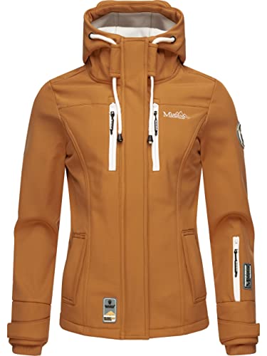 MARIKOO Damen Softshelljacke Übergangsjacke mit Kapuze Kleinezicke Caramel Brown Gr. L von MARIKOO