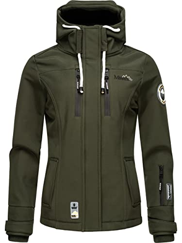 MARIKOO Damen Softshelljacke Übergangsjacke mit Kapuze Kleinezicke Olive Gr. L von MARIKOO