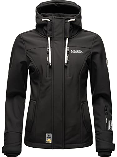 MARIKOO Damen Softshelljacke Übergangsjacke mit Kapuze Kleinezicke Schwarz Gr. 3XL von MARIKOO