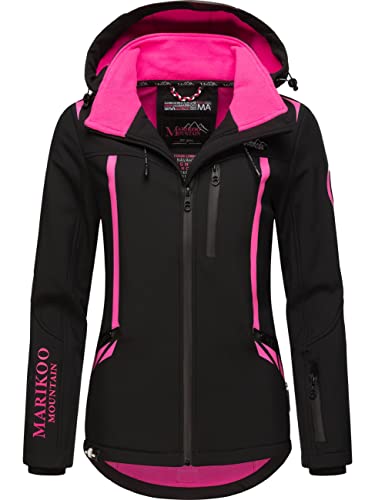MARIKOO Damen Softshelljacke wasserdichte Funktionsjacke mit Abnehmbarer Kapuze Mount-Cho-Oyu Black Gr. XS von MARIKOO