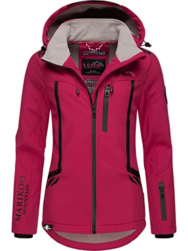 MARIKOO Damen Softshelljacke wasserdichte Funktionsjacke mit Abnehmbarer Kapuze Mount-Cho-Oyu Fuchsia Gr. M von MARIKOO