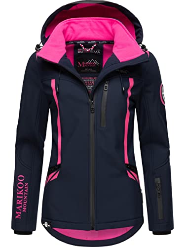 MARIKOO Damen Softshelljacke wasserdichte Funktionsjacke mit Abnehmbarer Kapuze Mount-Cho-Oyu Navy Gr. S von MARIKOO