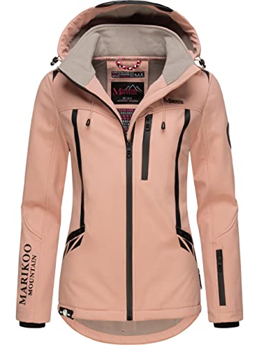 MARIKOO Damen Softshelljacke wasserdichte Funktionsjacke mit Abnehmbarer Kapuze Mount-Cho-Oyu Rose Gr. XS von MARIKOO