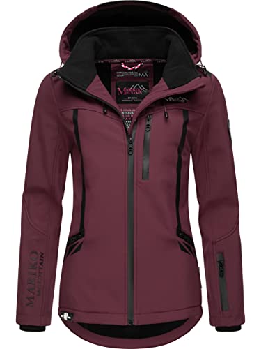 MARIKOO Damen Softshelljacke wasserdichte Funktionsjacke mit Abnehmbarer Kapuze Mount-Cho-Oyu Wine Gr. XS von MARIKOO