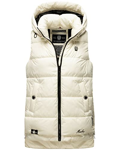 MARIKOO Damen Stepp weste Herbst Winter Übergangs Jacke bodywarmer Windbreaker Zarinaa, Farbe:offwhite, Größe:S 36 von MARIKOO