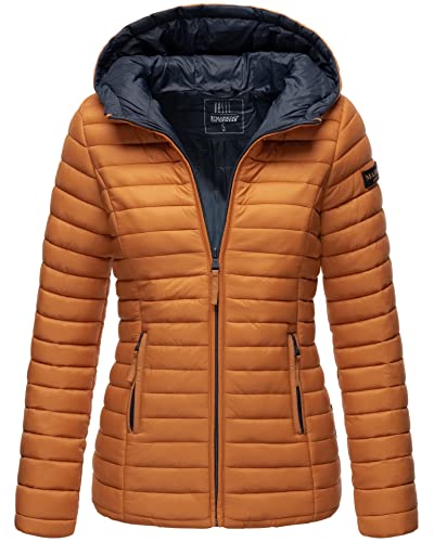 MARIKOO Damen Steppjacke Übergangsjacke gesteppte Jacke mit Kapuze Frühjahr Stepp B857 [B857-Asr-Cinnamon-Gr.L] von MARIKOO