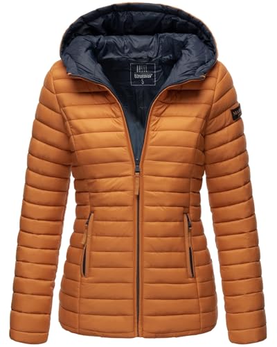 MARIKOO Damen Steppjacke Übergangsjacke gesteppte Jacke mit Kapuze Frühjahr Stepp B857 [B857-Asr-Cinnamon-Gr.XS] von MARIKOO