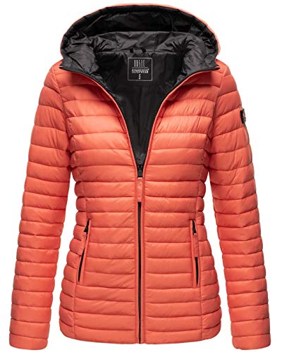 MARIKOO Damen Steppjacke Übergangsjacke gesteppte Jacke mit Kapuze Frühjahr Stepp B857 [B857-Asr-Coral-Gr.M] von MARIKOO