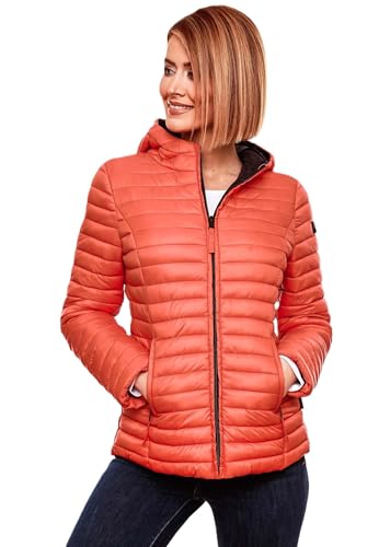 MARIKOO Damen Steppjacke Übergangsjacke gesteppte Jacke mit Kapuze Frühjahr Stepp B857 [B857-Asr-Coral-Gr.XXL] von MARIKOO