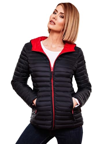 MARIKOO Damen Steppjacke Übergangsjacke gesteppte Jacke mit Kapuze Frühjahr Stepp B857 [B857-Asr-Navy-Gr.XXXL] von MARIKOO