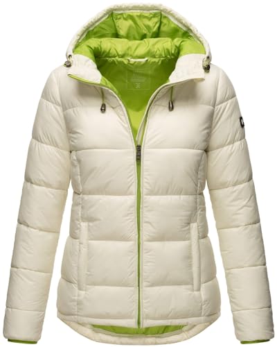 MARIKOO Damen Steppjacke gesteppte Winterjacke mit Kapuze B927-Leand-Offwhite-Gr.36 von MARIKOO