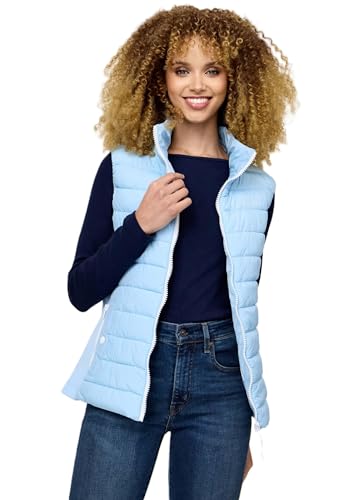 MARIKOO Damen Steppweste Übergang Stepp Weste gesteppt leicht B995 [B995-Reimii-Baby-Blue-Gr.L] von MARIKOO