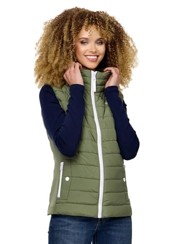 MARIKOO Damen Steppweste Übergang Stepp Weste gesteppt leicht B995 [B995-Reimii-Olive-Gr.XXL] von MARIKOO