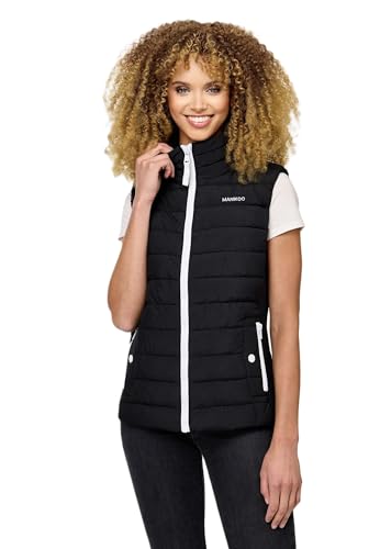 MARIKOO Damen Steppweste Übergang Stepp Weste gesteppt leicht B995 [B995-Reimii-Schwarz-Gr.XL] von MARIKOO