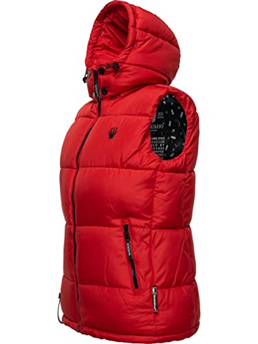 MARIKOO Damen Steppweste warm gefüttert mit Abnehmbarer Kapuze Eisflöckchen Red Gr. XL von MARIKOO