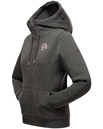 MARIKOO Damen Sweatjacke Kapuzenjacke Zip-Hoodie Setsunaa Dark Grey Melange Gr. M von MARIKOO