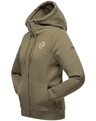 MARIKOO Damen Sweatjacke Kapuzenjacke Zip-Hoodie Setsunaa Dusty Olive Melange Gr. M von MARIKOO