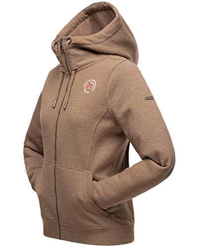 MARIKOO Damen Sweatjacke Kapuzenjacke Zip-Hoodie Setsunaa Taupe Grey Melange Gr. XS von MARIKOO