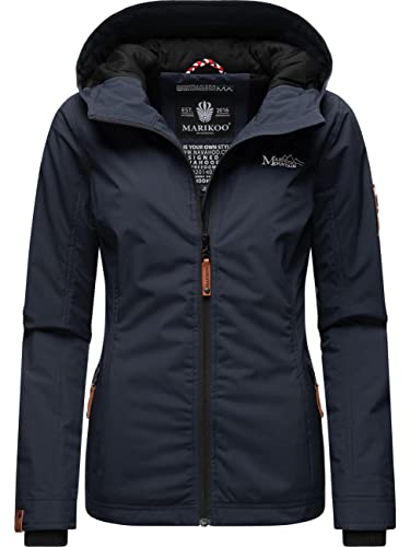 MARIKOO leichte Damen Übergangsjacke kurz Outdoor-Jacke mit Jersey-Innenfutter und großer Kapuze Brombeere Navy Gr. M von MARIKOO