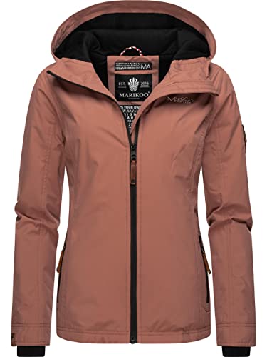 MARIKOO leicht gefütterte Damen Übergangsjacke kurz Outdoor-Jacke mit Jersey-Innenfutter und großer Kapuze Brombeere Terracotta Gr. XS von MARIKOO