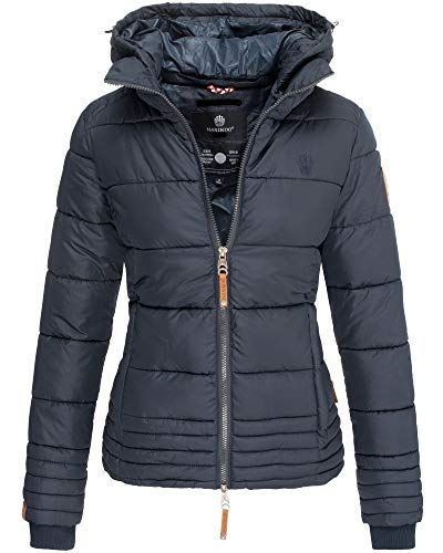 MARIKOO Damen Übergangs Steppjacke Herbst Winter Jacke Kapuze 9 Farben XS - XXL SOLE (XS, Navy) von MARIKOO