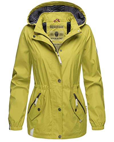 MARIKOO Damen Übergangsjacke Jacke Sommerjacke Übergang Fühling Kapuze B836 [B836-Kuss-Gruen-Gr.S] von MARIKOO