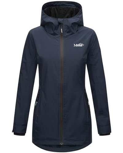 MARIKOO Damen Übergangsjacke Outdoor Windbreaker Regen Fleece Jacke Gefüttert Kapuze XS - XXL HONIGBEERE (DE/NL/SE/PL, Alphanumerisch, S, Regular, Regular, Navy) von MARIKOO