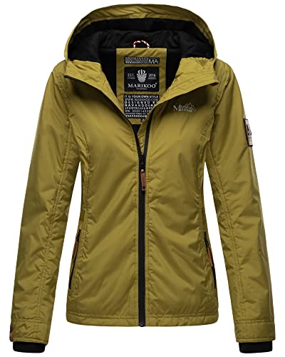 MARIKOO Damen Übergangsjacke Outdoor Windbreaker Regenjacke Fleece Jacke Gefüttert Kapuze XS - XXL BROMBEERE (DE/NL/SE/PL, Alphanumerisch, S, Regular, Regular, Moss Green) von MARIKOO