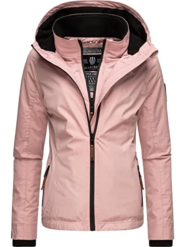 MARIKOO leicht gefütterte Damen Übergangsjacke kurz Outdoor-Jacke mit kuscheligem Fleece-Innenfutter und großer Kapuze Erdbeere Powder Rose Gr. XL von MARIKOO