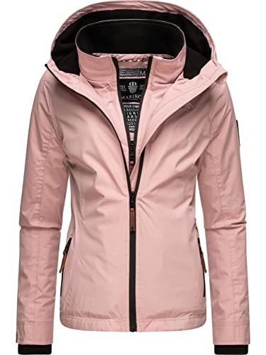 MARIKOO leicht gefütterte Damen Übergangsjacke kurz Outdoor-Jacke mit kuscheligem Fleece-Innenfutter und großer Kapuze Erdbeere Powder Rose Gr. XXL von MARIKOO