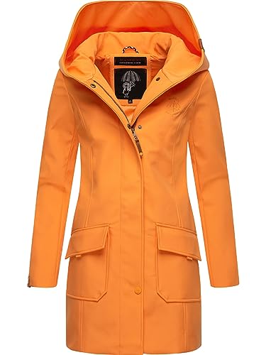 MARIKOO Damen Übergangsjacke Softshellmantel wasserdicht atmungsaktiv mit Kapuze Mayleen Apricot Sorbet Gr. L von MARIKOO