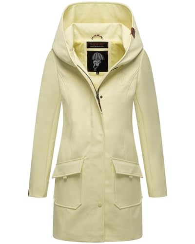 MARIKOO Damen Übergangsjacke Softshellmantel wasserdicht atmungsaktiv mit Kapuze Mayleen Pastel Yellow Gr. M von MARIKOO
