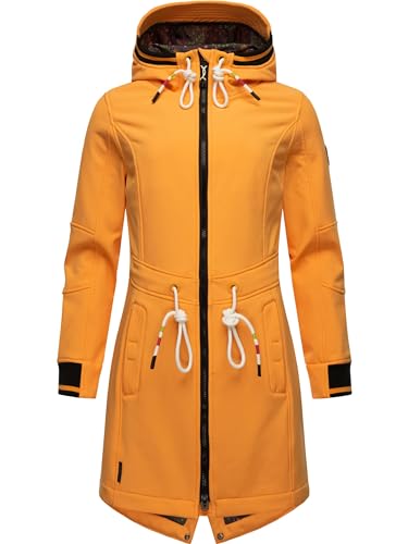 MARIKOO Damen Übergangsjacke Softshellmantel wasserdicht atmungsaktiv mit Kapuze Mount Furnica Apricot Sorbet Gr. M von MARIKOO