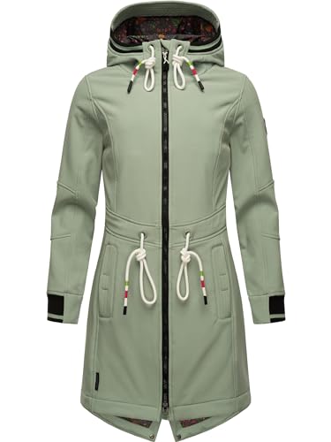 MARIKOO Damen Übergangsjacke Softshellmantel wasserdicht atmungsaktiv mit Kapuze Mount Furnica Smokey Mint Gr. XS von MARIKOO