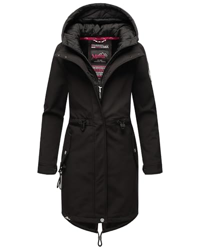 MARIKOO Damen Übergangsjacke Softshellmantel wasserdicht atmungsaktiv mit Kapuze Mount Presanella Black Gr. S von MARIKOO