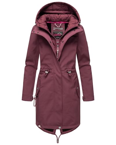 MARIKOO Damen Übergangsjacke Softshellmantel wasserdicht atmungsaktiv mit Kapuze Mount Presanella Wine Gr. XXL von MARIKOO